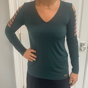 Michael Kors Green Cutout Sleeve Top Size S